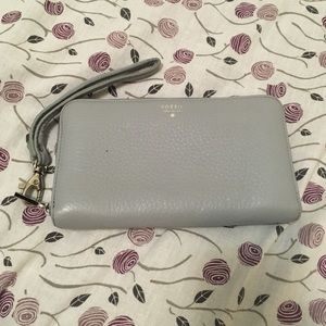 Fossil leather light blue wristlet wallet